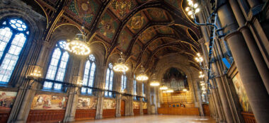 Vaulted Painted Ceiling At The Town Hall Manchester A Gay Wedding Venue In Manchester Featured On Gwg 380X174