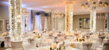 Fairylit Winter Wedding Table Layout At Richmond Hill Hotel Surrey Wedding Venue Gay Wedding Guide 380X174