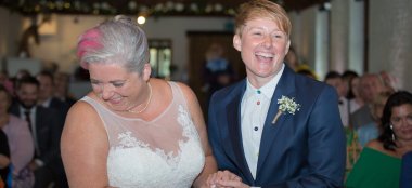 1 Two Brides At Alter Celebrating Image By Ragdoll Photography Staffordshire Wedding Photographer Gay Wedding Guide 6 380X174