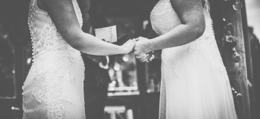 11 Lesbian Brides Hold Hand At Lesbian Wedding Image By Gay Wedding Photographer Grw Photography 6 380X174