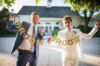 11 Two Grooms Sign At Alex And Havens Gay Wedding Long Island Gay Wedding Guide Image By Caroline Rochetta 1 5 345X230