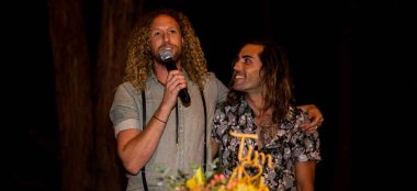 14 Two Grooms Give Speech Image By Next Chapter Photography London Wedding Photographer Sydney Via Gay Wedding Guide 6 380X174