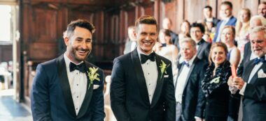 1440 Aaron And Phil At Ceremony At Their Gay Wedding At The Bodelian Oxford Images Copyright Stu Heppell Via The Gay Wedding Guide 3 380X174