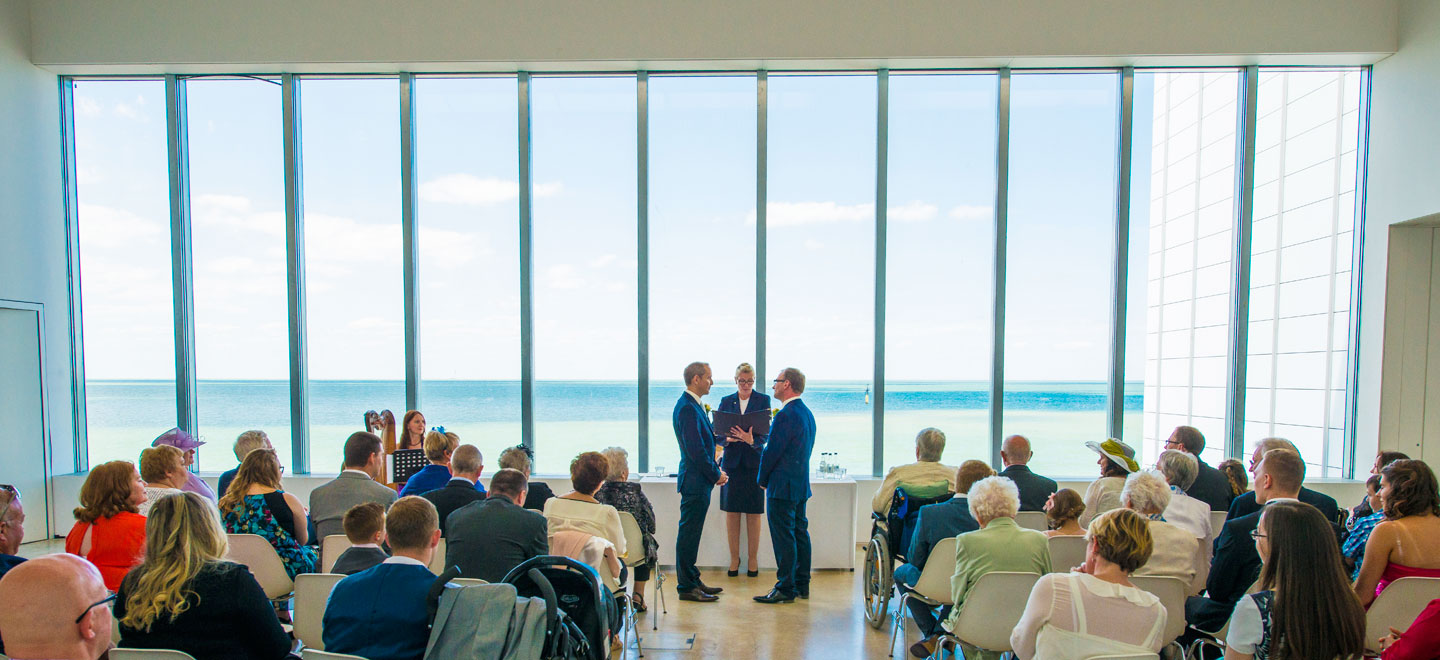 1440 Guy and Andrew say their vows in the Turner Contemporary wedding venue margate beach photo by Webb Weddings 4