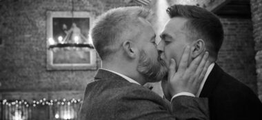 1440 Rory And Colin Kiss At Their Gay Wedding Of Rory And Colin Image By Hoult Photography Via Gay Wedding Guide 1 380X174