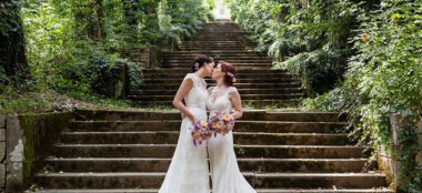 1440 Brides Kiss At Lesbian Destination Wedding Of Sara And Karen Photograph By Paola De Paola Photography 3 380X174