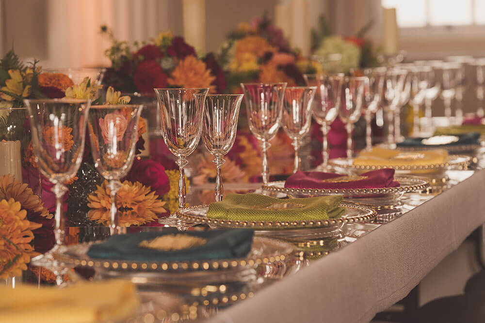 16 table settings at Jai and Milan Gay Wedding Banqueting House Palace Gay Wedding Guide 1 5
