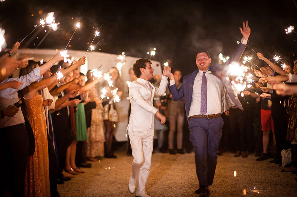 18 sparklers aisle at Alex and Havens gay wedding Long Island Gay Wedding Guide image by Caroline Rochetta 1 5