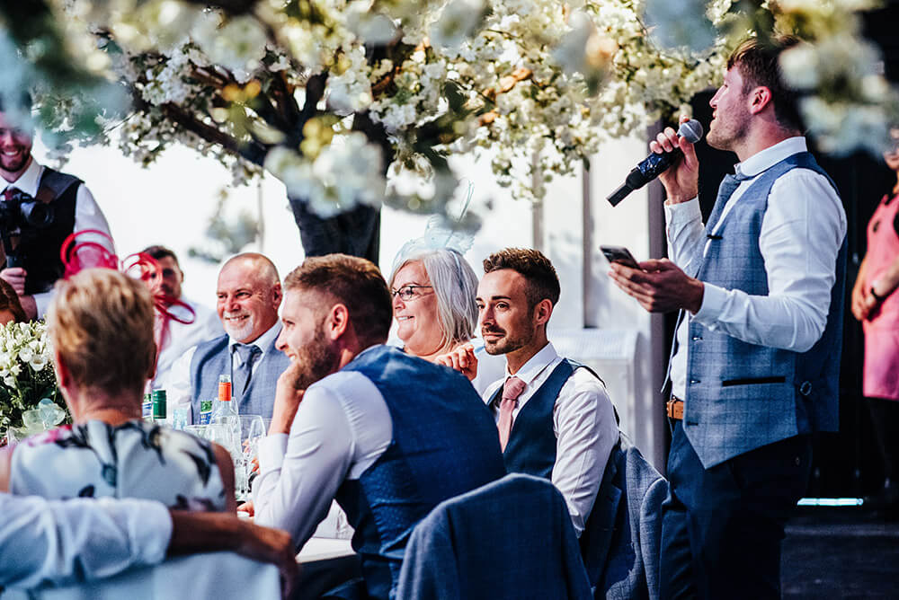1Speeches at Lee and Simon Gay wedding at Bombay Sapphire Distillery Gay Wedding Guide image by This and That Photography 1 5