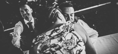 5 Gay Grooms Recieve Guest Hug Image By Gay Wedding Photographer Grw Photography5 6 380X174