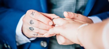 7 Putting On Rings At Lesbian Wedding Image By Erica Tanith Photography Via Gay Wedding Guide 6 380X174