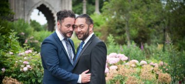 9 Two Groomsgroup Wedding Shot By Quirky Wedding Photography Brighton Copyright Shotgun Weddings Via The Gay Wedding Guide 6 380X174