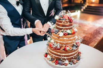 Aaron And Phil Naked Wedding Cake At Their Gay Wedding At The Bodelian Oxford Images Copyright Stu Heppell Via The Gay Wedding Guide 3 5 345X230