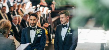 Aaron And Phil Vows 2 At Their Gay Wedding At The Bodelian Oxford Images Copyright Stu Heppell Via The Gay Wedding Guide 3 5 380X174