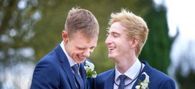 Alan And James Laugh At Their Real Gay Wedding Image Copyright Mirror Imaging Photography Via The Gay Wedding Guide 3 5 380X174