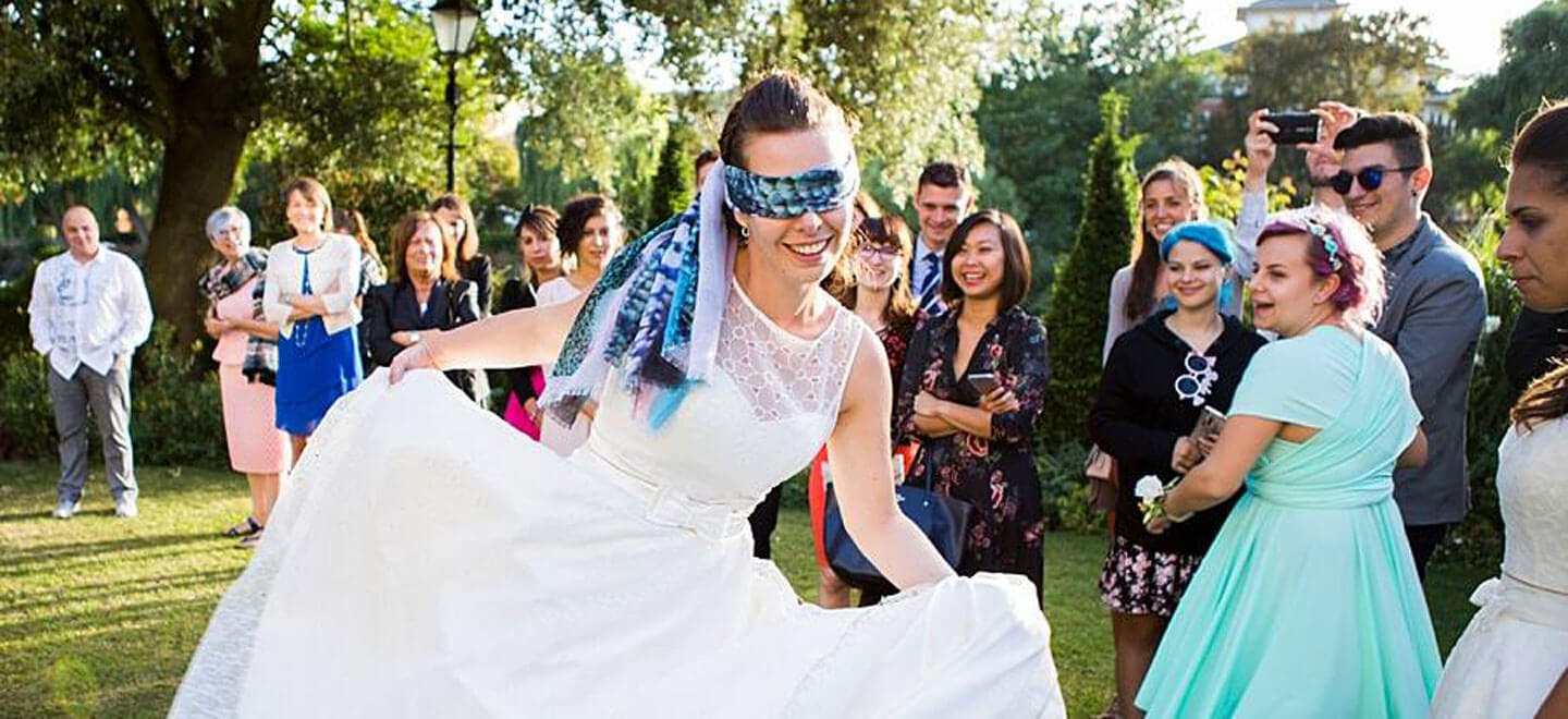 Ale and Eva real lesbian wedding bride blindfold image copyright Paola De Paola Photography via The Gay Wedding Guide 3 5