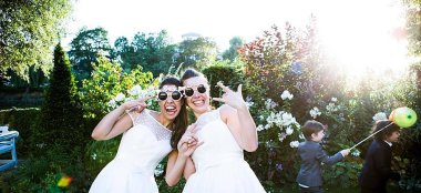 Ale And Eva Real Lesbian Wedding Sunglasses Image Copyright Paola De Paola Photography Via The Gay Wedding Guide 3 5 380X174