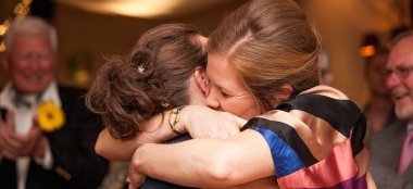 Alex And Lynsey Cuddle At Their Lesbian Wedding Somerset Photographer And Copyright Ragdoll Photography 3 5 380X174