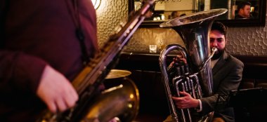 Band Playing At Hawksmoor Wedding Venue London Gay Wedding Guide Image Kristian Leven Photography 9 380X174