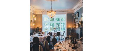 Blue Lounge Wedding Breakfast At Gay Friendly Manchester Wedding Venue Didsbury House Via The Gay Wedding Guide 9 380X174