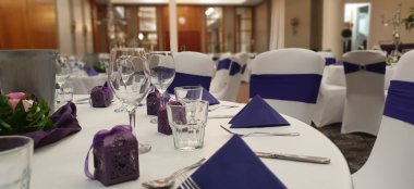 Blue Wedding Theme Close Reception At Mercure Nottingham Wedding Venue Gay Wedding Guide 9 380X174