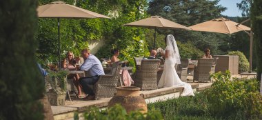 Bride On Terrace Mixing With Guests By Gay And Lesbian Wedding Photograhper Andrew Duncan Photography Via Gay Wedding Guide 6 380X174