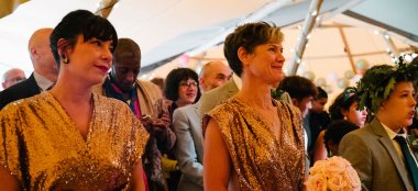 Bridesmaids At Jamie And Jessica Lesbian Wedding Photograph By Lea Attentive Via Gay Wedding Guide 6 380X174