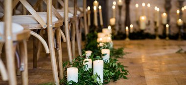 Candle Along Aislet At Telfit Farm Wedding Venue Yorkshire Gay Wedding Guide 9 380X174