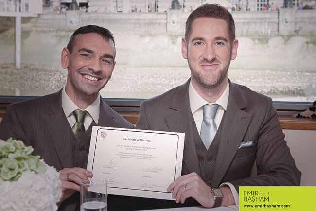 Certificate Of Marriage For Darren And Georgios Same Sex Marriage London Boat Wedding. Photographs Copyright Emir Hasham 4