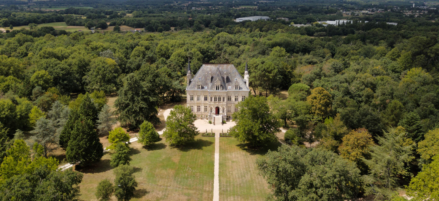 Chateau de la Valouze external vaerial iew gay destination wedding south of france 1 1