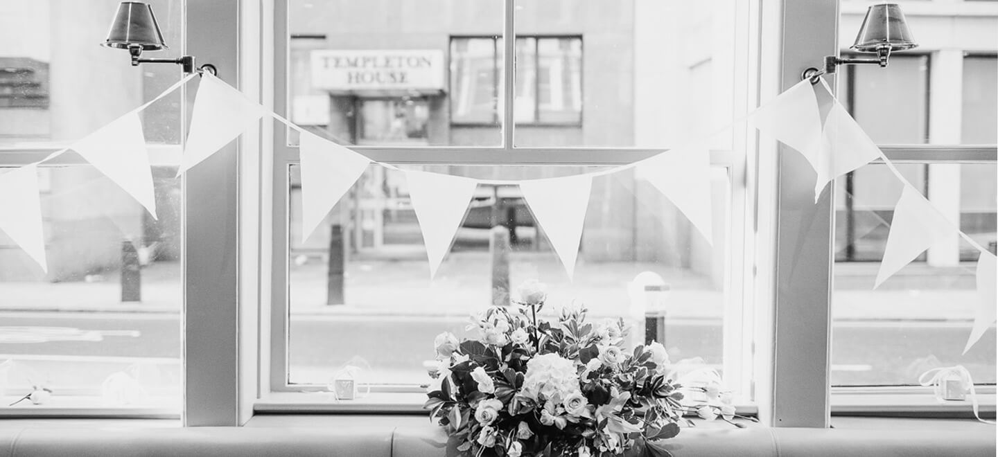 Chiswell Street Gay Wedding Venue EC1 City London Wedding Venue the gay wedding guide city wedding bunting 9