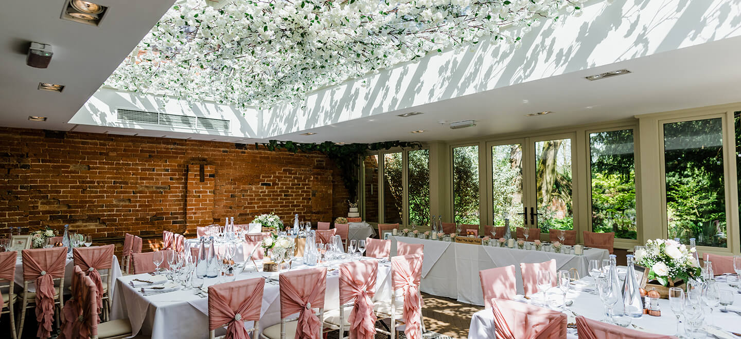 Conservatory wedding breakfast at Old Rectory wedding venue Worcester gay wedding guide image by Brookfields 9