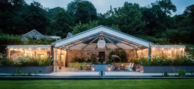 Covered Terrace With Chandelier Ever After Country Wedding Venue Devon Pl19 A Tavistock Wedding Venue Via The Gay Wedding Guide 9 380X174