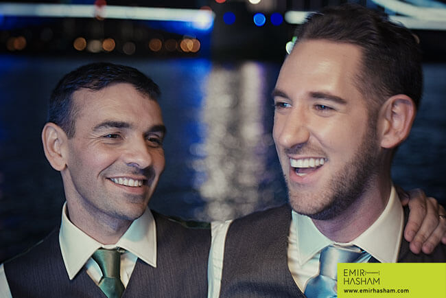 Darren and Georgios same sex marriage London boat wedding. Photographs copyright Emir Hasham 3 5