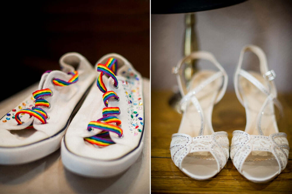 Denise Kristiana shoes at their real lesbian wedding image copyright Zac Photography via gay wedding guide 1 5