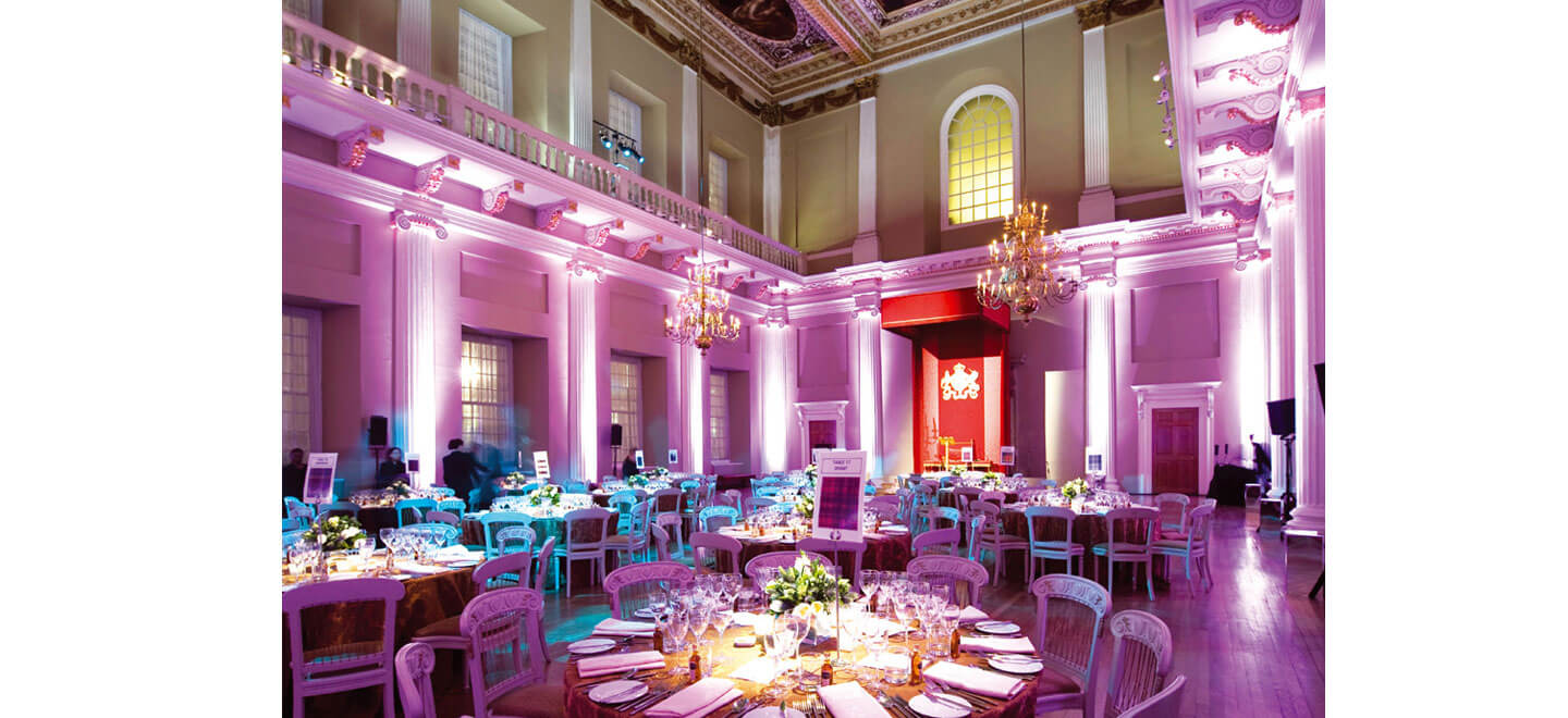 Dining layout at Banqueting House a Royal Palace Wedding Venue in London via the Gay Wedding Guide 9