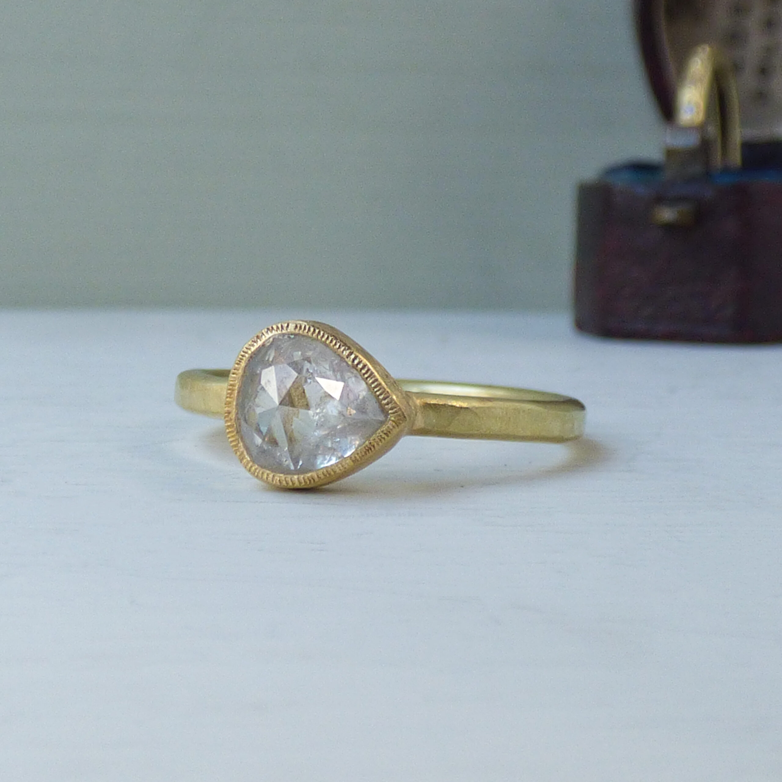 Effie ethical engagement ring A high top icy rose cut diamond 1.4 carats set in 18ct Fairtrade gold