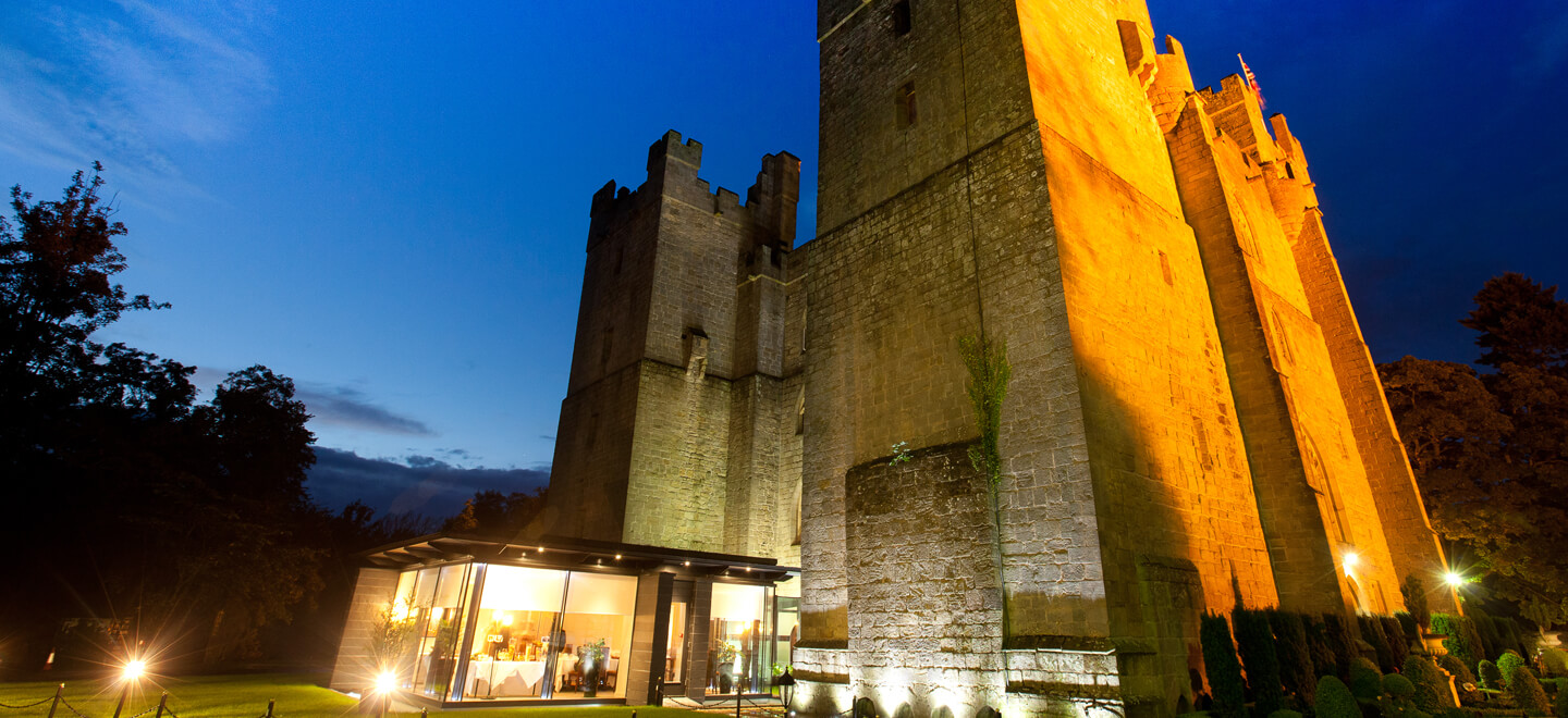 Exterior at Night Langley Castle Wedding Northumbria UK via the Gay Wedding Guide 9
