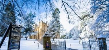 Exterior With Snow At Langley Castle Wedding Northumbria Uk Via The Gay Wedding Guide 9 380X174