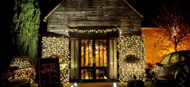 External Barn At Night At The Olde Bell Inn Gay Wedding Venue Berkshire Via The Gay Wedding Guide 9 380X174