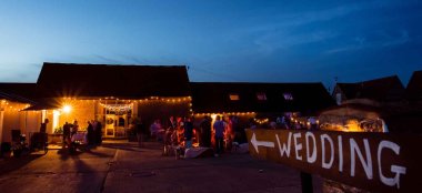 External View Of Sign To Wedding Barn Stratton Court Barn Wedding Venue Oxford Gay Wedding Guide Image By Tony Hart Photography 9 380X174