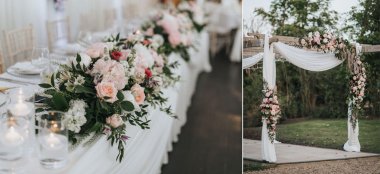 Floral Rose Wedding Arch At Healing Manor Country House Wedding Venue Lincolnshire Gay Wedding Guide 9 380X174