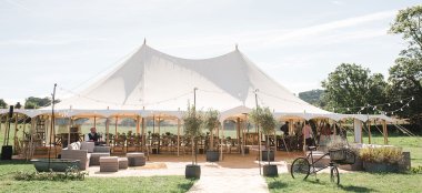 Garden Wedding Marquee At Norton Grounds Barn Wedding Venue Glouchestershire Gay Wedding Guide 9 380X174