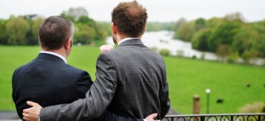 Gay Grooms At The Petersham Hotel A Gay Wedding Venue Surrey Featured On The Gay Wedding Guide 9 380X174