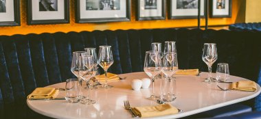 Glasses On A Table At Cafe Parisen Luxury Wedding Venue Belfast Gay Wedding Guide 9 380X174