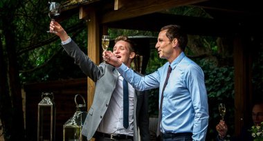 Grooms Raise A Toast Image Shot A Manchester Gay Wedding By James Tracey Photography A Gay Wedding Photographer In Manchester Via The Gay Wedding Guide 3 5 380X204
