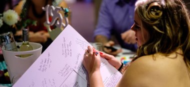 Guest Signs Moments Page At Emily Jodies Lesbian Wedding Devon At Ocean Kave Copyright Michael Wells Via The Gay Wedding Guide 3 5 380X174