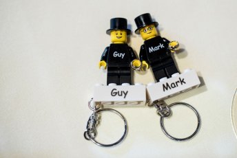 Guy And Marks Personalised Lego Keyrings At Their Gay Wedding Gaynes Park Essex Barn Wedding Venue Image Copyright Steve Hobart Photography Via The Gay Wedding Guide 1 5 344X230