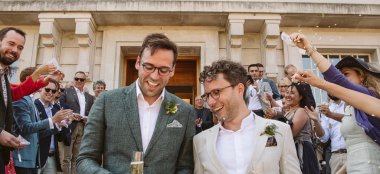 Hth Ceremony Steps Photo Credit Slawawalczak.com At Hackney Town Hall Art Deco Wedding Venue London Via Gay Wedding Guide 9 380X174