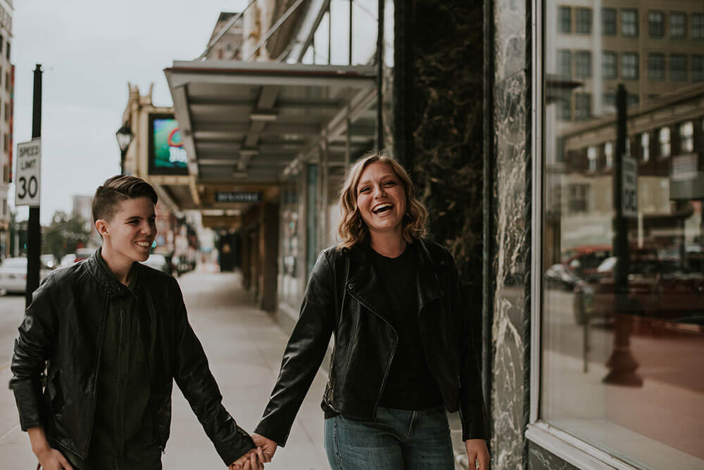 Hand in hand Jackie and Beth lesbian engagement photography by Tawny Ballard Photography via the Gay Wedding Guide 1 4